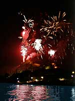 Rhine in flames with castle Ehrenbreitstein near Koblenz / Coblence on the Rhine river, 2000-12-08-04-ehrenbreitstein-200, � 2000 WHO