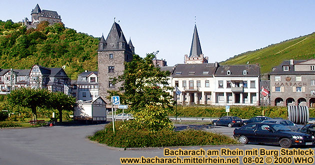 Bacharach on the Rhine River with castle Stahleck