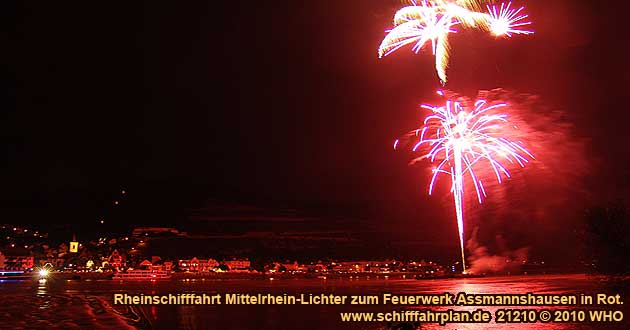 Boat cruise Rhine River Lights to the red wine festival "Assmannshausen in Rot"