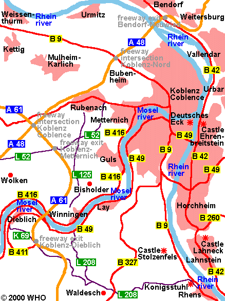 Road map Dieblich-Koblenz 438-13,  2000 WHO
